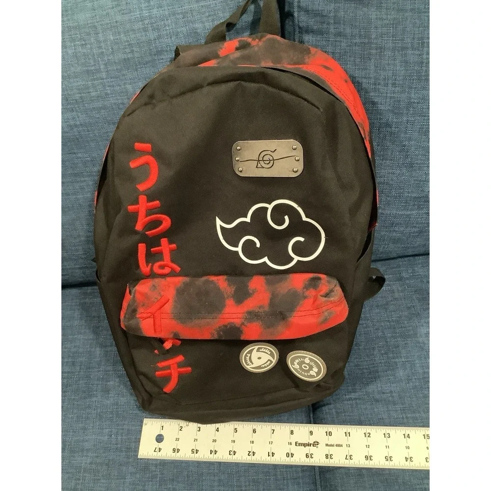 Bioworld Naruto Shippuden Collection Black Backpack w/ Red Embroidery